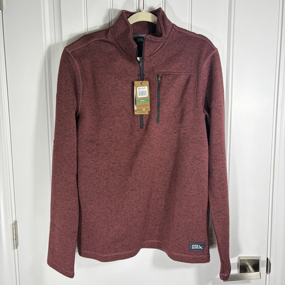 Eddie Bauer Quest Fleece Quarter Zip Pullover Deep‎ Mahogany Heather Men's Large